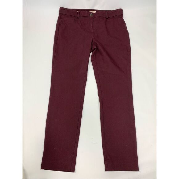 LOFT Women's Flat Front The Sutton Skinny Dress Pants Dark Burgundy Size 10 - Picture 1 of 9